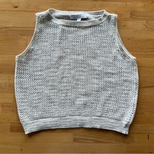 Callahan Women Cream and White Sleeveless Cotton Sweater Size M